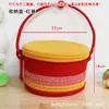 Cesta de Almacenamiento Tejida de Contraste de Color Retro con Asa y Tapa para Escritorio del Hogar, Artículos Varios, Bocadillos y Juguetes