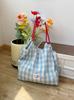 Bolsa tote de un hombro con cuadros frescos, bolsa de viaje de gran capacidad, bolsa de estilo hada suave, bolsa casual versátil para estudiantes de tela