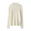 Suéter de Cachemir Puro de Moda para Mujer, Jersey Sencillo de Cachemir Cálido Tejido de Media Cuello Alto Suéter Base Nuevo Morado