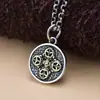 Prata de lei S925 cruz retrô Diamante pilão pingente Seiko redondo marca masculina personalidade antiga este ano pingente atacado