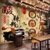 Papel de Parede Loja de Macarrão Caracol Liuzhou Autoadesivo Papel de Parede Macarrão de Arroz Guilin Revestimento de Parede Decoração de Parede de Fundo Mural 3D Revestimento de Parede de Restaurante