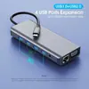 Estación de Acoplamiento Type-C Doble HDMI Pantalla Diferente VGA Misma Pantalla Doce en Uno Teléfono Móvil Portátil Estación de Acoplamiento Gigabit