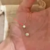Joia de Colar Pequeno com Diamante Oval Estilo Japonês, Versátil e Empilhável, Moderno e de Alto Padrão, Joia de Colar Simples, Luxo Leve e Único