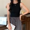 Camisola corta en forma de I para mujer, ropa interior con almohadilla para el pecho, estilo coreano, sin mangas, novedad de verano