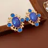 Pendientes de Plata Vintage de Aguja, Estilo Palacio de Lujo Ligero, Pendientes de Botón Ovalados Romboidales Retro, Pendientes de Artesanía de Alta Gama