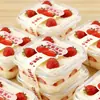 Caja de Empaque para Pastel Caja para Tiramisú Cuadrada Transparente Reutilizable Grado Alimenticio para Hornear Caja Vacía con Tapa