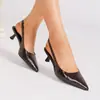 Sandalias Elegantes y de Moda con Tacón Kitten y Punta Cerrada, Espalda Hueca, Tacón de Aguja, Correa de Una Sola Línea de Tacón Alto, Nuevos Zapatos Bajos de Otoño para Mujer