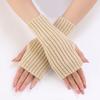 20 guantes cortos de moda largos gruesos a rayas otoño e invierno nuevos para mujer de lana tejida sin dedos manga de brazo manga de muñeca