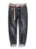 Ropa para Hombre Fengshe / Jeans Finos de Mezclilla para Hombre 2026 Primavera y Otoño con Cintura Bordada de Tela Blanca, Corte Delgado, Pantalones Cortos