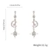 Pendientes de Estrella de Diamante Transfronterizos Europeos y Americanos de Aguja Plateada Pendientes de Lujo Ligero de Gama Alta Pendientes de Moda con Temperamento Diseño de Nicho