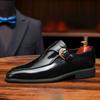 Zapatos de cuero puntiagudos británicos para hombre, cuero transpirable brillante, zapatos Monk con hebilla Mengke hechos a mano italianos, ropa formal de negocios para hombre