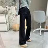 Segredo de perna reta~Calça de perna larga estreita de alta qualidade com elasticidade em quatro direções, cintura alta, emagrecimento, jeans de perna reta para outono e inverno para mulheres