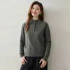 Estilo simples novo suéter feminino de cashmere gola semi-alta cor sólida versátil suéter folgado camada interna base de malha