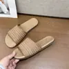 Sandalias tejidas huecas de estilo bohemio para mujer Verano 2025, Pantuflas planas de suela suave para vacaciones y uso en exteriores