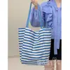 Bolso de Hombro Rayado Reversible de Doble Cara Estilo Coreano de Nicho Gran Capacidad Estilo Perezoso Bolso Tote Rojo Bolso de Compras Casual para Mujeres