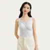 Chaleco Lyocell con cuello en V y encaje, hidratante y cálido 8890 ropa interior sin costuras para mujer, con forro polar añadido, engrosado y tirantes con copa fija