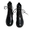 Comercio electrónico transfronterizo, talla grande, nueva colección otoño/invierno 2026, botines estilo Martin con tacón grueso, moda británica para mujer, cremallera lateral, con cordones