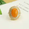 Anillo de Ámbar Natural Aiyu Anillo de Cera de Miel Viejo Estilo Viejo Rico Femenino Venta al por Mayor de Fábrica Dropshipping S4022803
