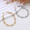 Pulsera de Zirconia con Lazo Micro-engastada Nueva de Verano para Mujer Diseño de Nicho Sensación de Alta Gama Joyería para Mano de Pétalo Simple Versátil