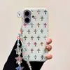 Funda con Forma de Cruz Estilo Coreano Adecuada para Funda de Teléfono Apple 17 Pro Max iPhone 16 Portátil 14 Nuevo Modelo 15 Anti-Caídas 13 Funda Dura