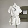 Verano 2026 Nueva Ropa para Mujer Estilo Coreano Camisa Sencilla y Elegante + Pantalones Cortos Casuales Versátiles de Cintura Alta Modernos