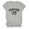 Amazon Ebay Estación Independiente Cómoda Casual Mujer Harvard Law Solo Cuello Redondo Camiseta de Manga Corta al Mayoreo