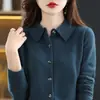 Camisa de punto con cuello alto para otoño/invierno de comercio electrónico transfronterizo, suéter holgado de manga larga para mujer, cárdigan abierto, prenda de abrigo