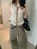Nuevo Suéter de Punto Vintage Verano 2026 Cuello en V Retorcido de un Solo Botón Ajuste Delgado Elegante Versátil Top para Mujer
