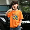 Camiseta de Verão Masculina de Algodão Puro com Manga Curta, Solta, Roupas de Verão para Crianças, Novo Estilo 2026, Bonito, Manga Meia-Manga para Crianças, Camiseta Masculina