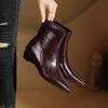 Botas Curtas Personalizadas ~ Botas Curtas com Salto Interno 2025 Novas Botas Femininas de Salto Plataforma Outono e Inverno Botas Slim de Cano Médio Maillard