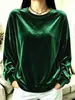 Roupas Femininas Outono/Inverno 2026 UE Estação Independente Amazon Camiseta Casual de Veludo com Gola Redonda e Manga Longa para Mulheres