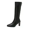 Botas altas para mujer con tacón grueso, colección otoño/invierno 2026, ajustadas, de caña alta, elásticas, con cremallera trasera, botas de montar