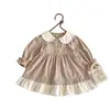 Vestido longo de manga comprida estilo coreano para meninas 2026 outono roupas infantis vestido de bebê menina doce e estiloso vestido com gola boneca