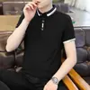 Camisa Polo de Manga Corta con Cuello de Solapa de Verano para Hombre