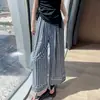 Pantalones Casuales de Diseño Estilo Coreano a Cuadros para Mujer, Nuevo Estilo de Verano, Cintura Alta Elástica, Pantalones Rectos Anchos Cortos