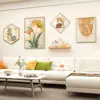 Liga de Alumínio Porcelana de Cristal Pintura Arte em Ferro Rack de Armazenamento Sala de Jantar Moderna Sala de Estar Decoração Simples Moldura de Foto Parede de Fotos Combinação