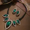 Conjunto de Joias Vintage Deslumbrante de Diamante, Conjunto de Joias de Liga Leve de Luxo Atacado