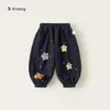 Pantalones de chándal para niña Youbao con bordado de parche floral, Pantalones jogger para bebé, Pantalones largos casuales para niño pequeño, Pantalones holgados para niños