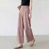 Pantalones casuales de pierna ancha de alta moda para mujer, nuevo estilo de verano 2026, cintura alta, fluidos, versátiles, rejuvenecedores, elegantes, pantalones cropped, modernos