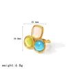 Anillo de Piedra Natural Multicolor de Diseño Único con un Toque de Lujo Ligero y Gama Alta, Anillo Abierto de Acero de Titanio Dorado de 18K Que No Se Desvanece