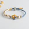 Pulsera tejida de nudo mandala hecha a mano diy cuerda de mano con nudo de flor de melocotón rosa puede usar cuentas de la suerte accesorios de joyería pulsera