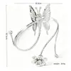 Pulsera de Brazo de Flor de Mariposa Calada, Ajustable, Incrustada de Diamantes, Joyería Femenina de Lujo Ligero