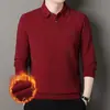 Pelo de Furão Roupas de Inverno Masculinas Espessadas com Forro de Fleece Falso Duas Peças Camisa Polo de Manga Comprida Casual Camisa de Base para Meia-Idade e Idosos Suéter para Homens