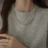 Collar de Perlas Gris Platino, Cadena de Suéter de Lujo Ligero de Nicho para Mujer, Nuevo Collar Gargantilla Popular 2024