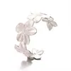 Pulsera Abierta de Metal Retro Europea y Americana con Diseño Exagerado, Pulsera Floral de Acero Inoxidable Que No Se Desvanece, Oro Rosa