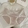 Panty de Algodón Jacquard de Encaje Dulce Estilo Japonés para Mujer Suave Agradable a la Piel Sin Costuras Cintura Media 10A Entrepierna de Seda Antibacteriana