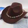 Chapéu Top Étnico Chapéu de Cowboy Ocidental Xizang Xizang Chapéu de Performance Chapéu de Lã Chapéu de Lã Retrô Centro-Europeu e Americano