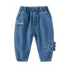 Jeans Juveniles de Calle Fritos con Dibujos de Dinosaurios de Dibujos Animados Jeans Casuales de Cintura Media para Niños