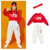 Ropa de rendimiento de porristas para niños, ropa de rendimiento deportivo para estudiantes de primaria y secundaria, jardín de infantes, me encanta el otoño de manga larga rojo chino