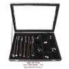 Caja Negra a Prueba de Polvo con 18 Compartimentos para Joyas, Collares, Anillos, Pendientes, Pulseras y Artículos de Colección, con Tapa